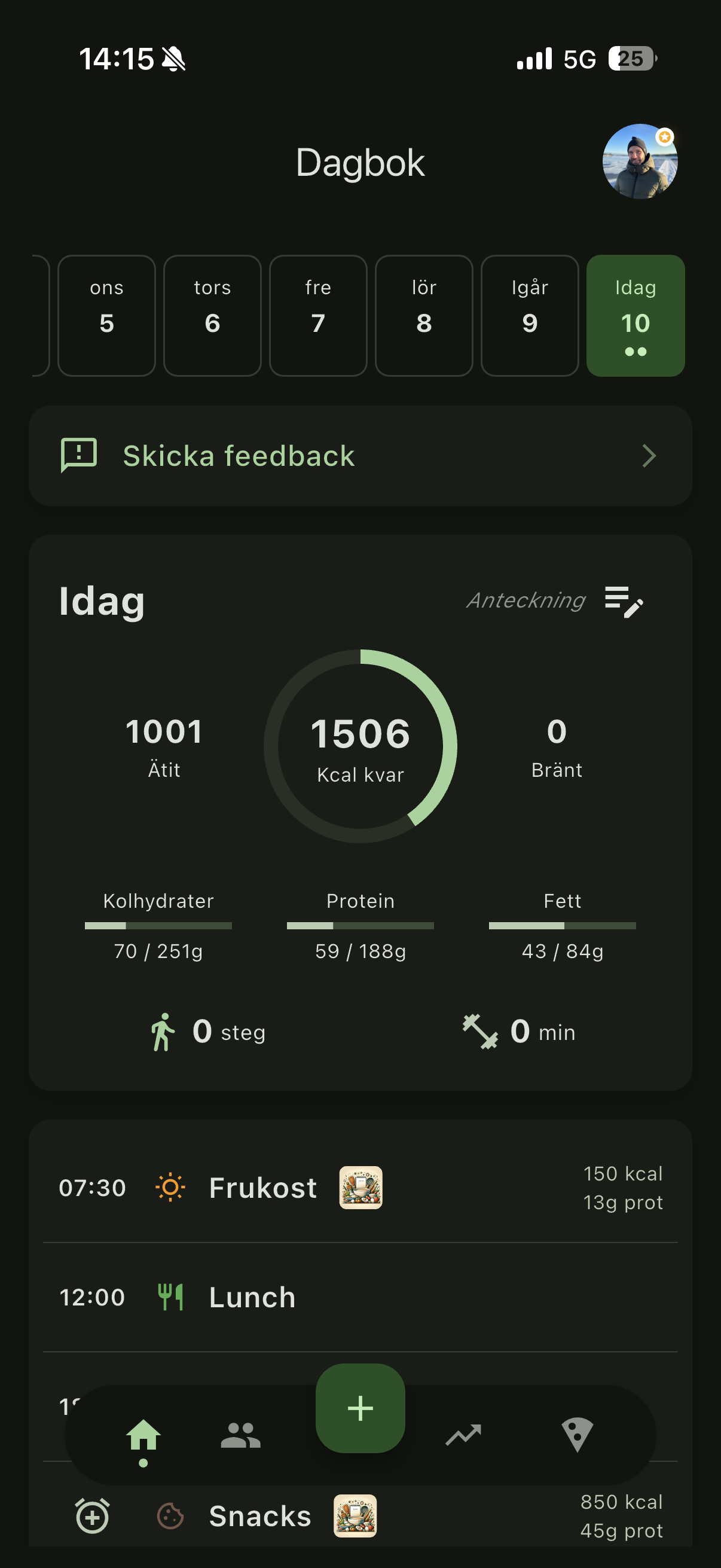 Makroräknare och kaloriräknare i Makromat app