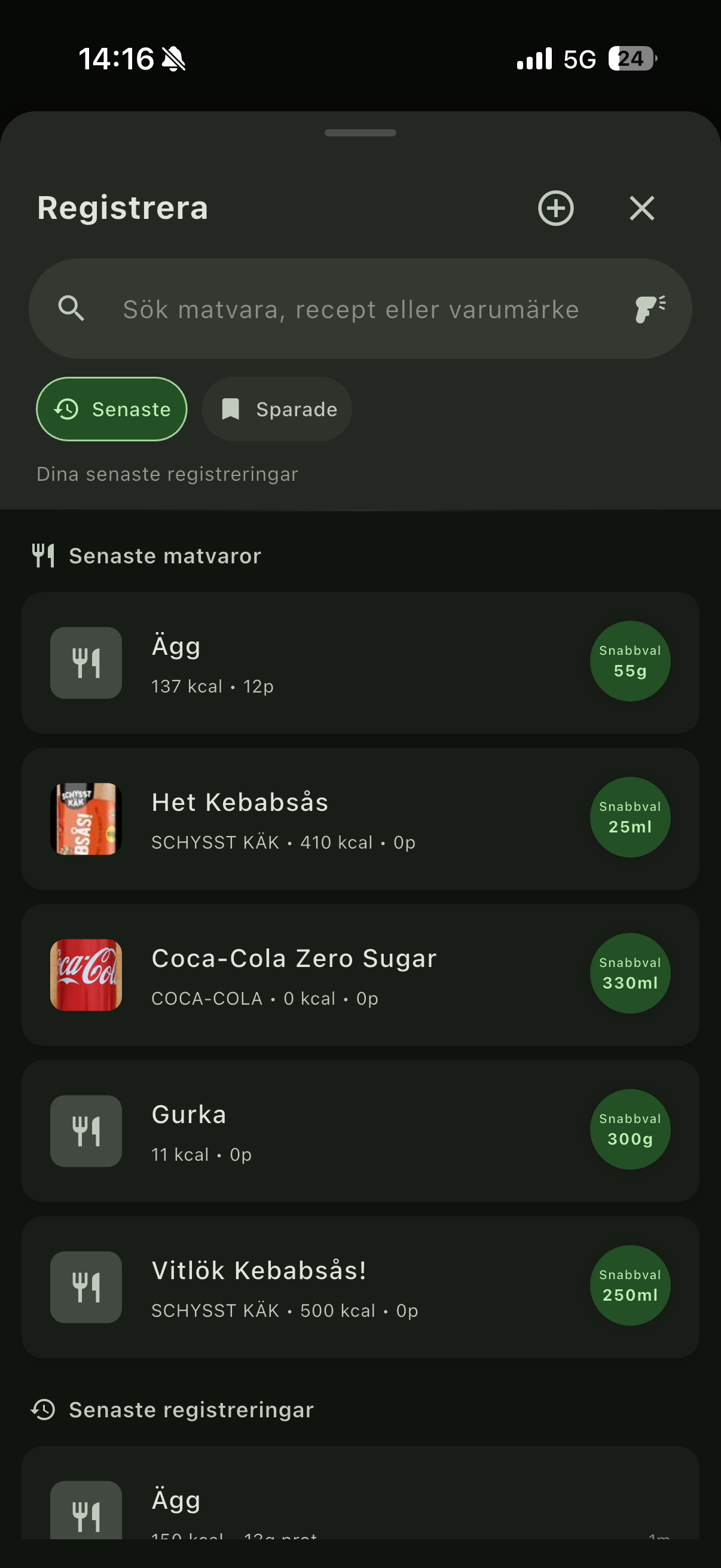 Ingrediensdatabas i Makromat med tusentals livsmedel